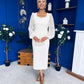 Hilda Pearl Embellished Midi Dress Cream