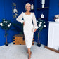 Hilda Pearl Embellished Midi Dress Cream