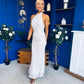 Robin Halterneck Maxi Dress Polka White