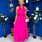 Gerri Halterneck Midi Dress Hot Pink