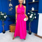Gerri Halterneck Midi Dress Hot Pink