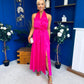 Gerri Halterneck Midi Dress Hot Pink