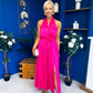 Gerri Halterneck Midi Dress Hot Pink