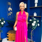 Gerri Halterneck Midi Dress Hot Pink