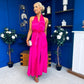 Gerri Halterneck Midi Dress Hot Pink