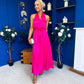 Gerri Halterneck Midi Dress Hot Pink