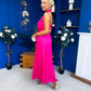 Gerri Halterneck Midi Dress Hot Pink