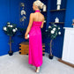 Gerri Halterneck Midi Dress Hot Pink