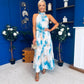 Zelpha Halterneck Tiered Maxi Dress Blue Marble