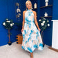 Zelpha Halterneck Tiered Maxi Dress Blue Marble