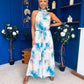 Zelpha Halterneck Tiered Maxi Dress Blue Marble