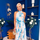 Zelpha Halterneck Tiered Maxi Dress Blue Marble