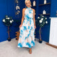 Zelpha Halterneck Tiered Maxi Dress Blue Marble