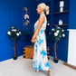 Zelpha Halterneck Tiered Maxi Dress Blue Marble