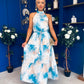 Zelpha Halterneck Tiered Maxi Dress Blue Marble