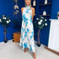 Zelpha Halterneck Tiered Maxi Dress Blue Marble