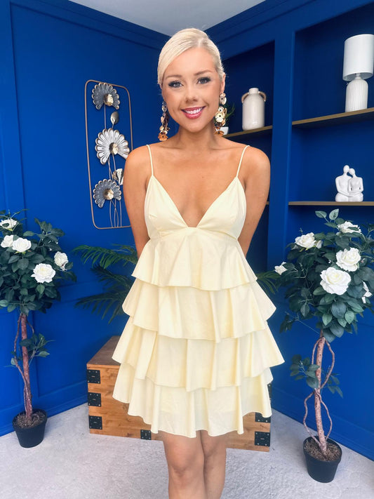 Katia Layered Mini Dress Yellow