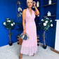 Helena Halterneck Lace Occasion Dress Pwr Pink