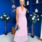 Helena Halterneck Lace Occasion Dress Pwr Pink