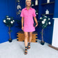 Julia Denim Mini Dress Polka Pink