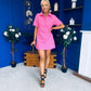 Julia Denim Mini Dress Polka Pink