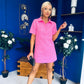 Julia Denim Mini Dress Polka Pink