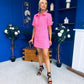Julia Denim Mini Dress Polka Pink