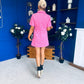 Julia Denim Mini Dress Polka Pink