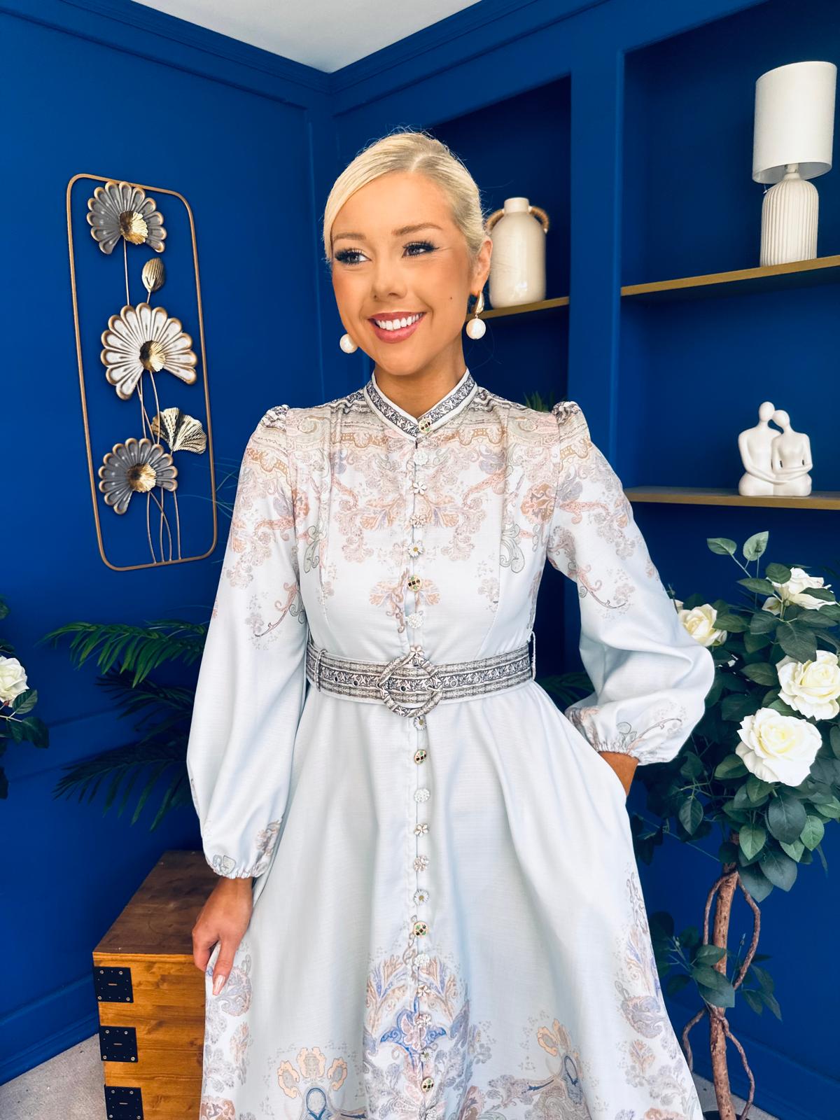 Zoe Detailed Occasion Shirt Dress Pwr Blue