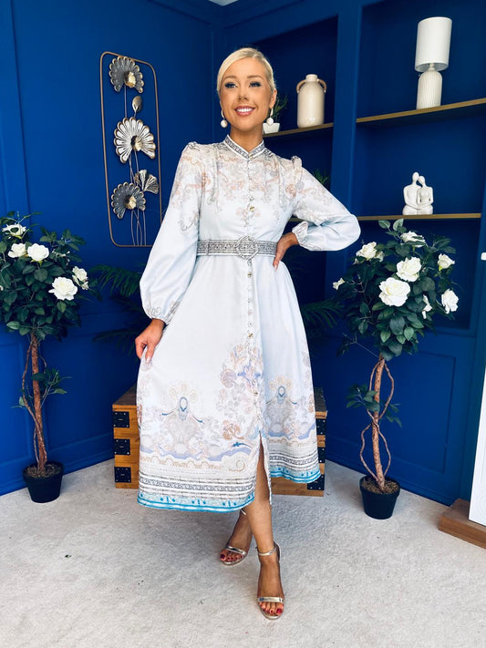 Zoe Detailed Occasion Shirt Dress Pwr Blue