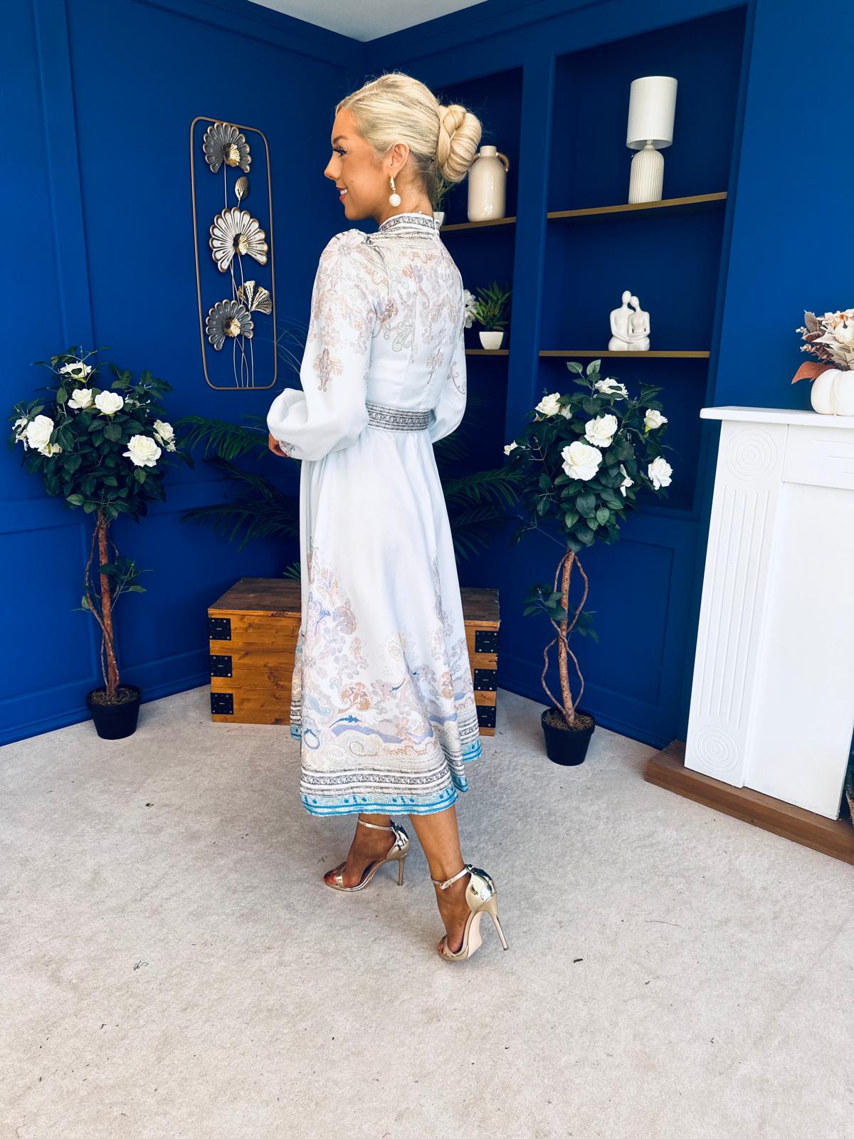 Zoe Detailed Occasion Shirt Dress Pwr Blue