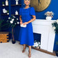 Charlotte Pearl & Bow Detail Occasion Dress Cobalt