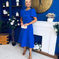 Charlotte Pearl & Bow Detail Occasion Dress Cobalt