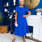 Charlotte Pearl & Bow Detail Occasion Dress Cobalt