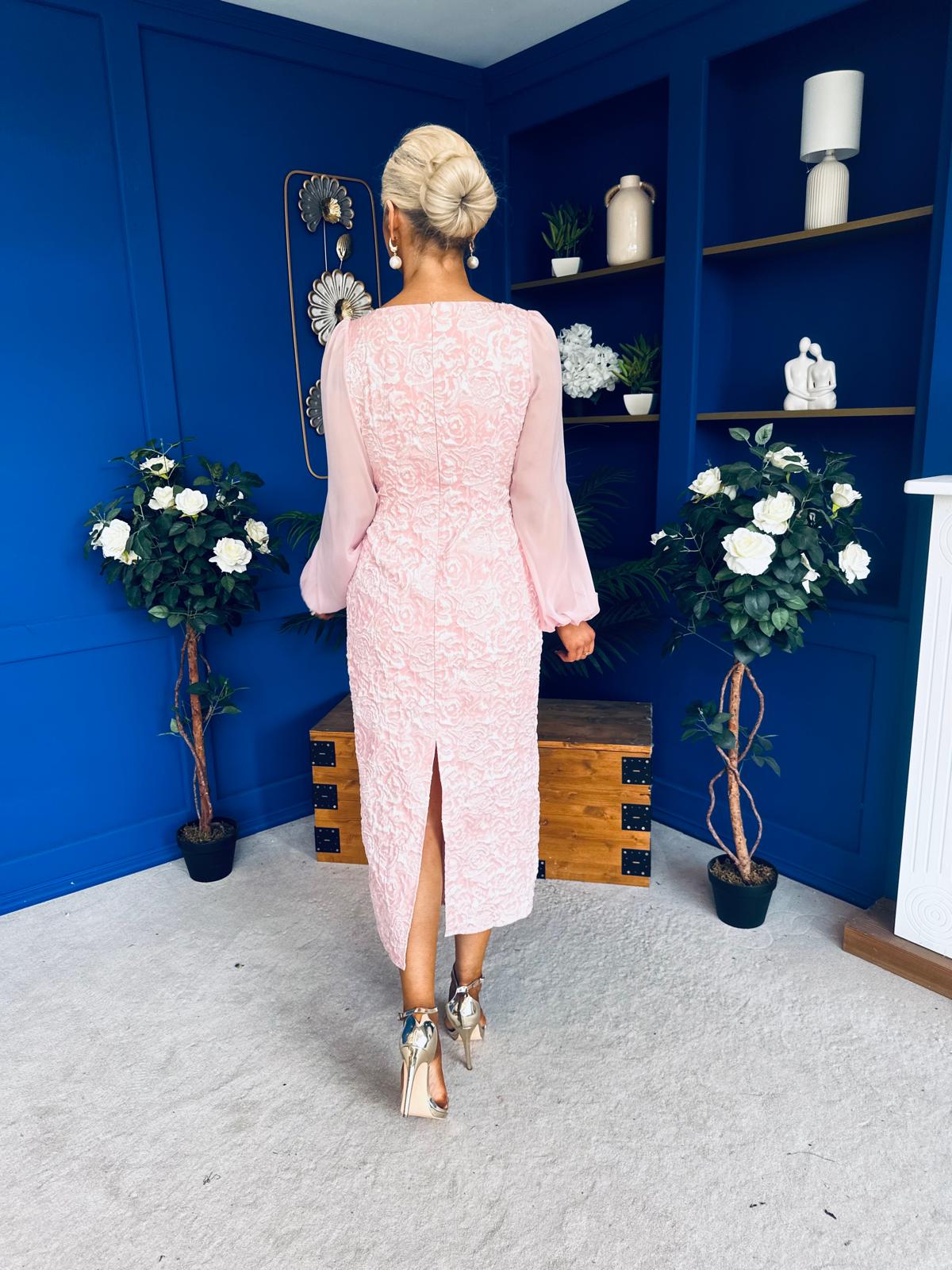 Hilda Pearl Embellished Midi Dress Pwr Pink