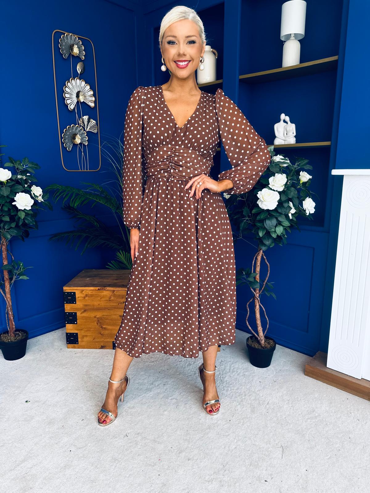 Bronagh Banded Midi Dress Polka Coco