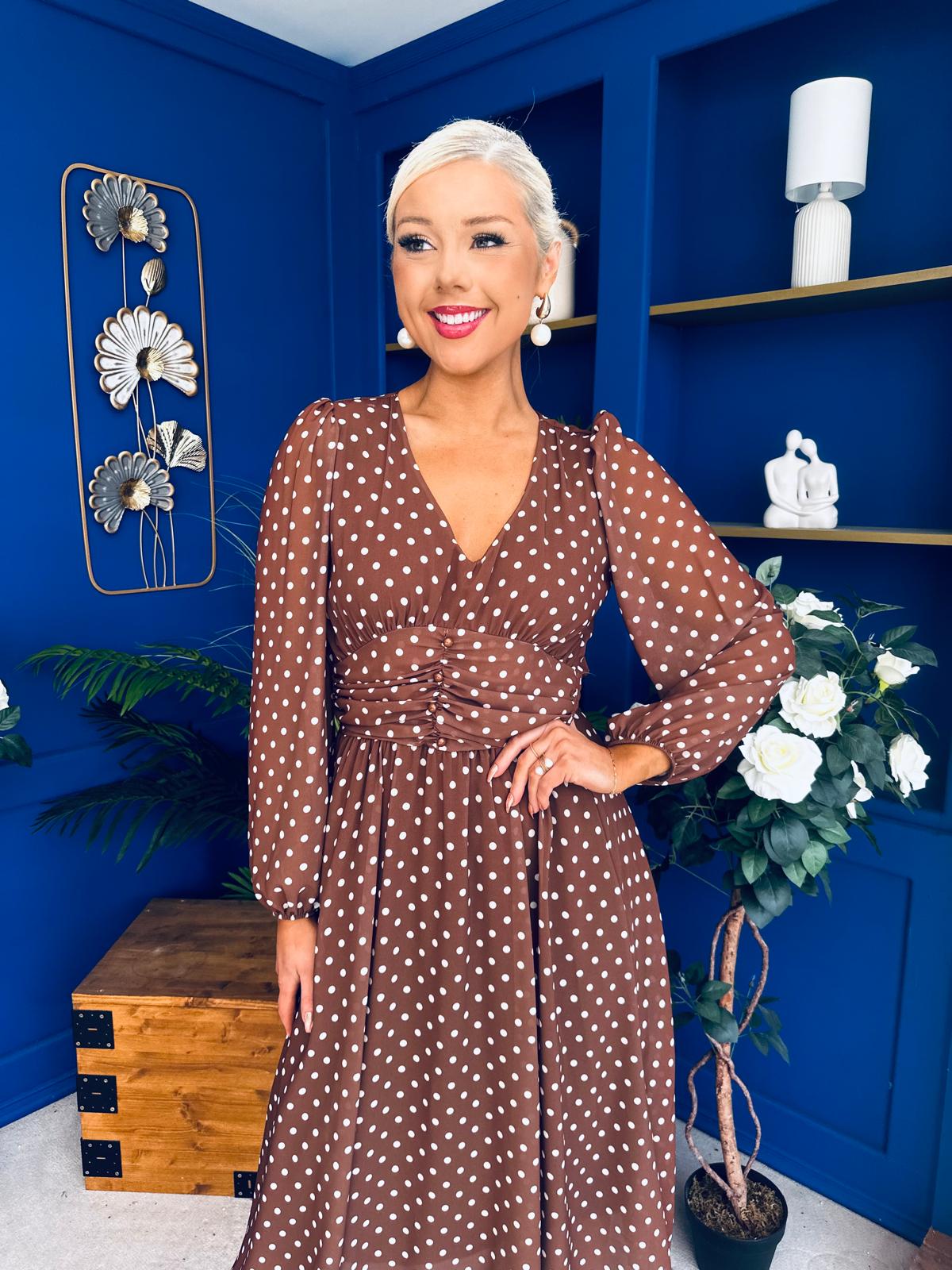 Bronagh Banded Midi Dress Polka Coco