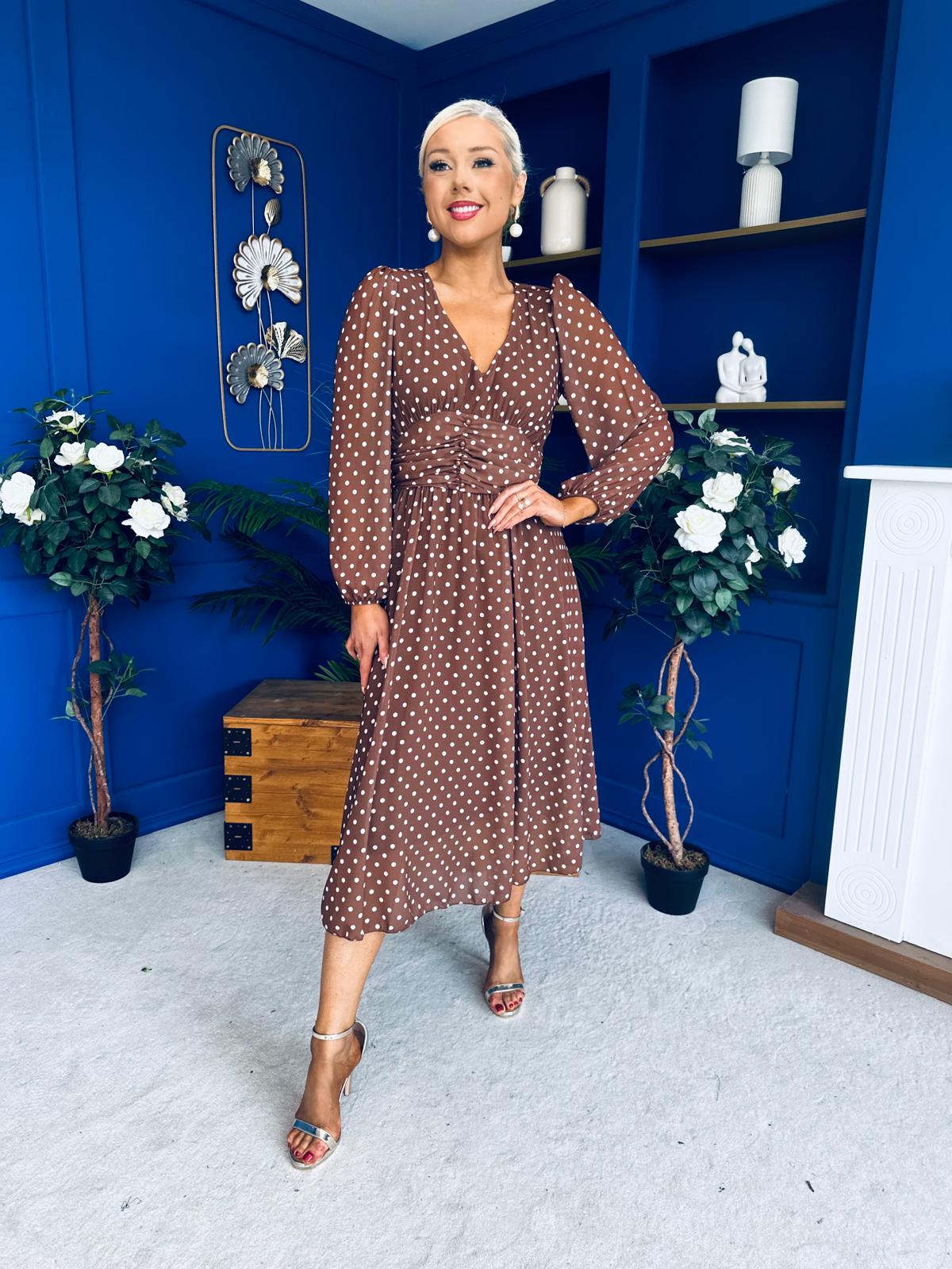 Bronagh Banded Midi Dress Polka Coco