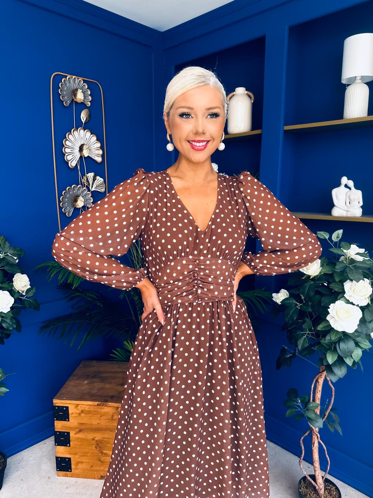Bronagh Banded Midi Dress Polka Coco