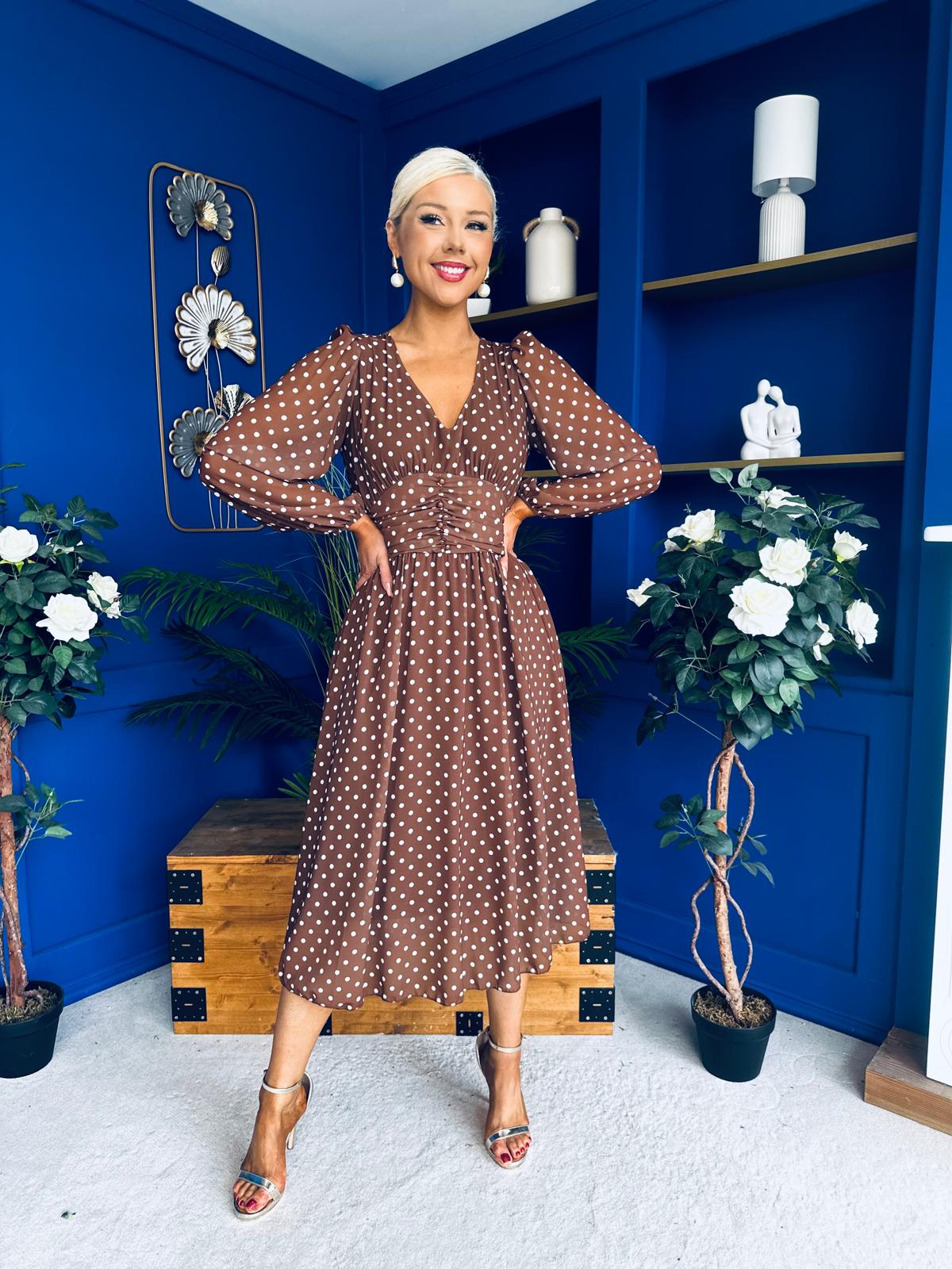 Bronagh Banded Midi Dress Polka Coco