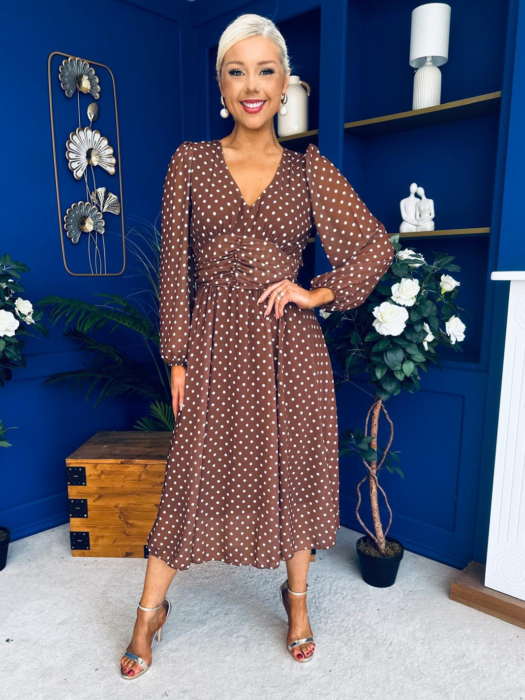 Bronagh Banded Midi Dress Polka Coco