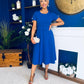 Iona Belted Occasion Midi Dress Cobalt