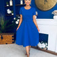 Iona Belted Occasion Midi Dress Cobalt