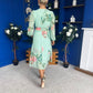 Bronagh Banded Midi Dress Floral Pastel Green