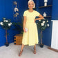 Iona Belted Occasion Midi Dress Yellow