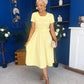 Iona Belted Occasion Midi Dress Yellow