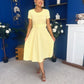 Iona Belted Occasion Midi Dress Yellow