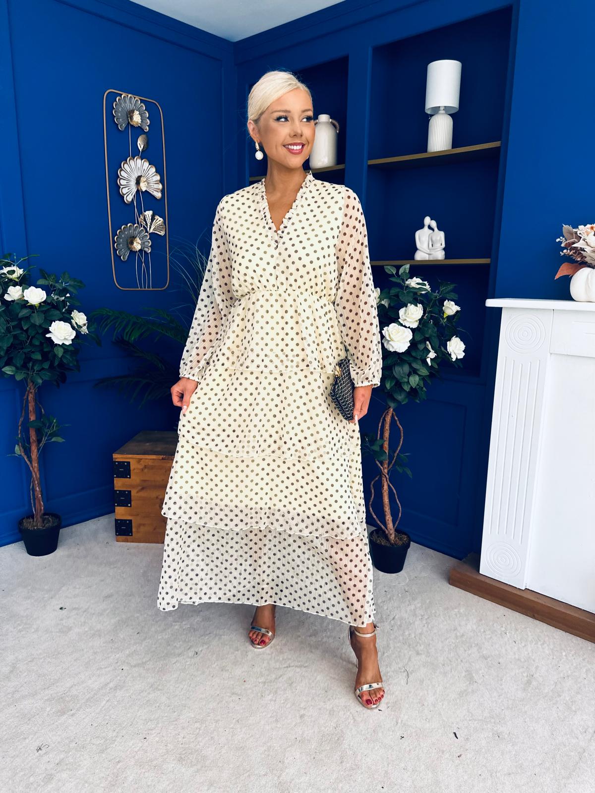 Dolores Layered Occasion Dress Polka Yellow