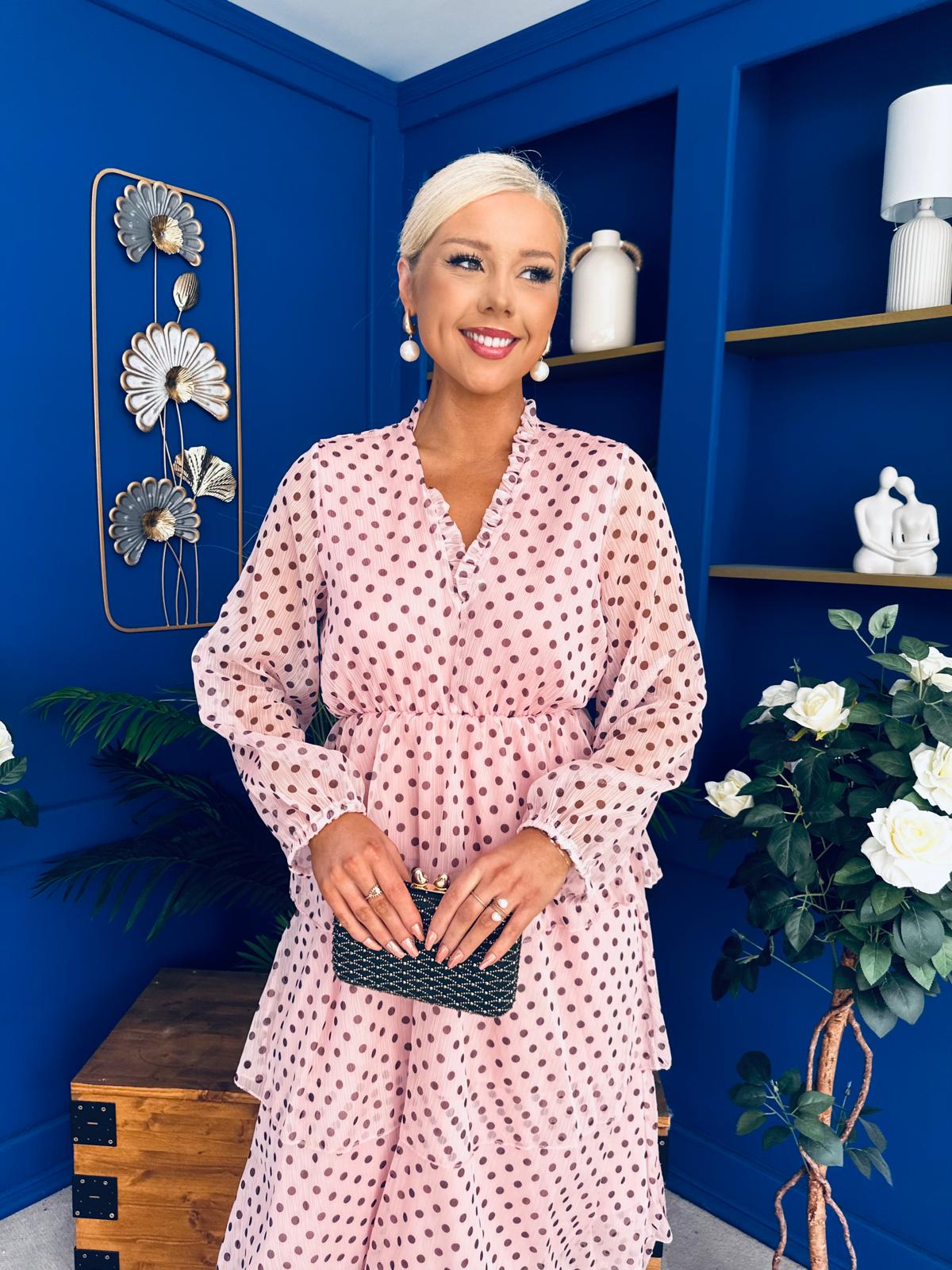 Dolores Layered Occasion Dress Polka Pink