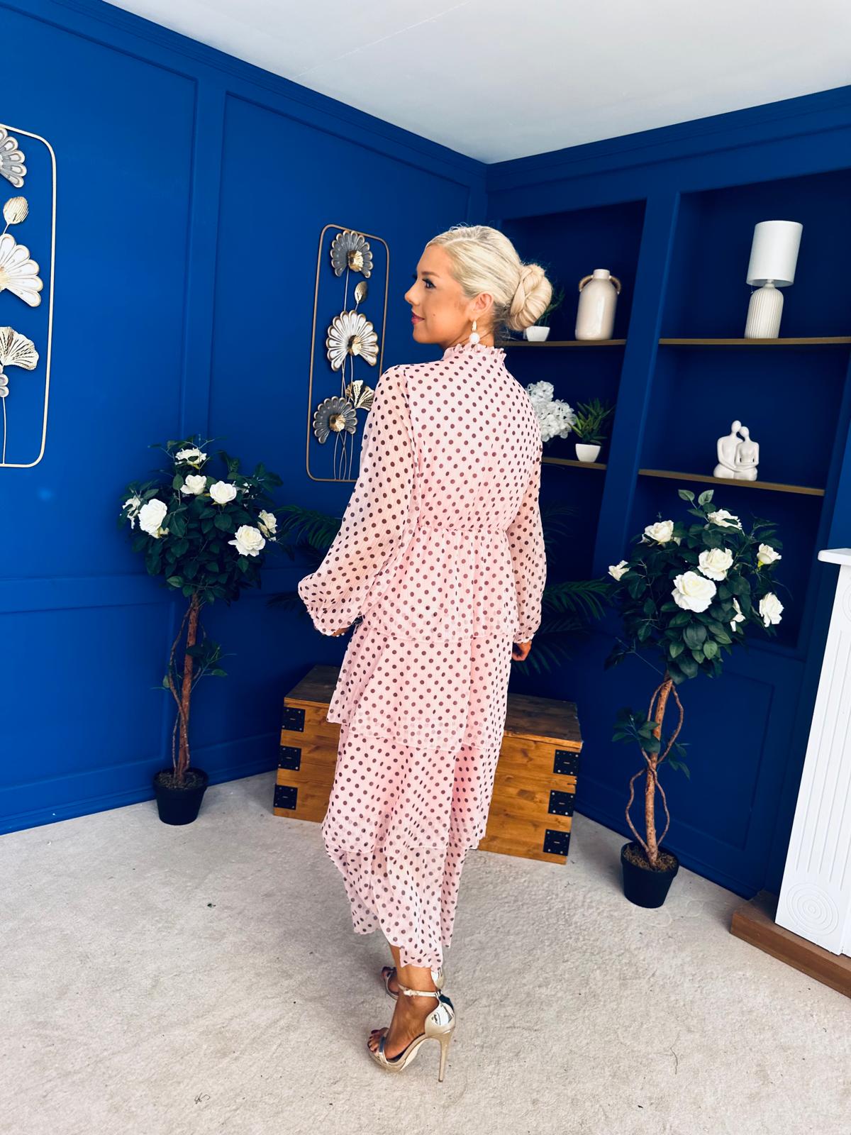 Dolores Layered Occasion Dress Polka Pink